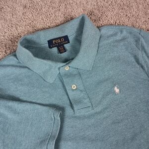 Polo Ralph Lauren Blue W/White Logo Short Sleeve Polo Shirt Size XL